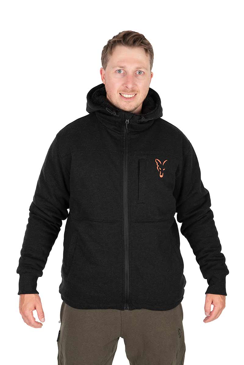 Fox Collection Sherpa Jacket Black & Orange S