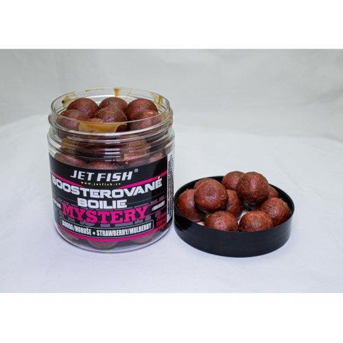 Mystery - Boosterované boilie 250ml - 20mm : JAHODA/MORUŠE